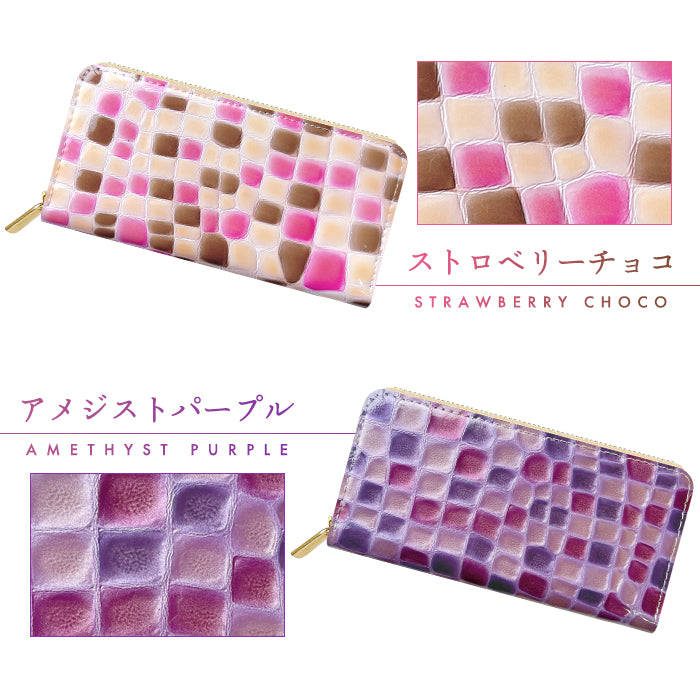 【ルイショップ】 本革 3rd ステンドグラス ラウンド型 長財布