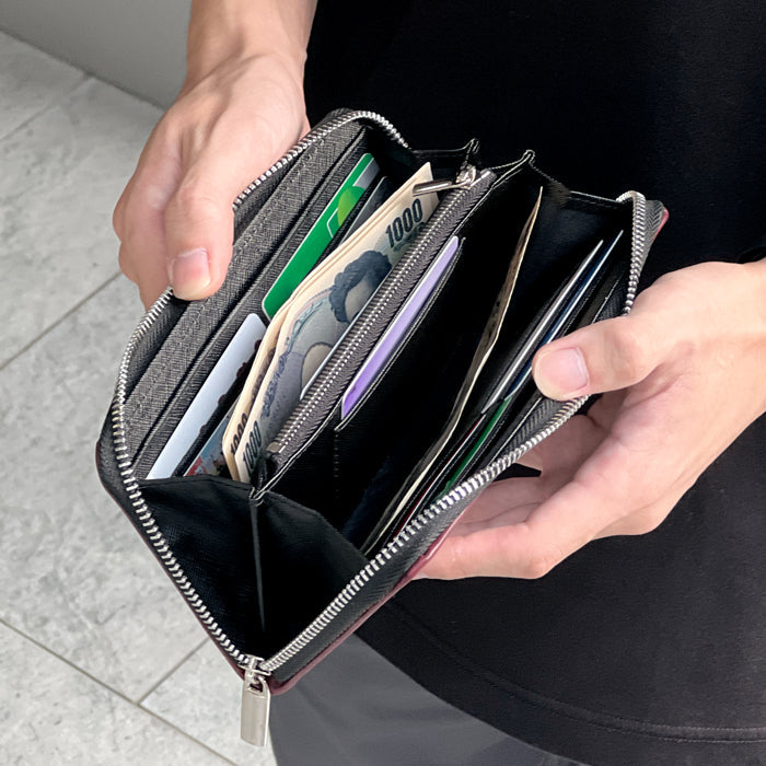 【ルイショップ】 本革 英国製 ブライドルレザー ラウンド型 長財布