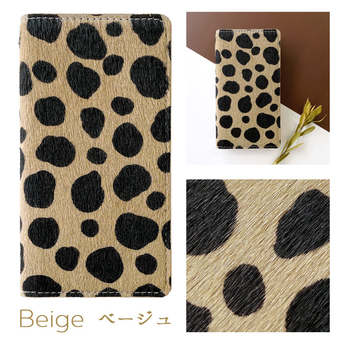 【ルイショップ】 BASIO active2 SHG12 / BASIO active SHG09 ケース 手帳型 簡単スマホ カバー 本革 ハラコ風 ダルメシアン 手帳型ケース ベイシオ アクティブ スマホケース スマホカバー 携帯ケース 携帯カバー