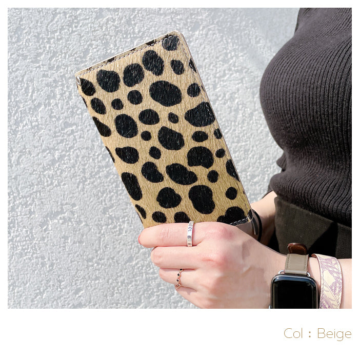 【ルイショップ】 iPhone 16e ケース 手帳型 カバー 本革 ハラコ風 ダルメシアン 手帳型ケース アイフォン 16e スマホケース スマホカバー 携帯ケース 携帯カバー