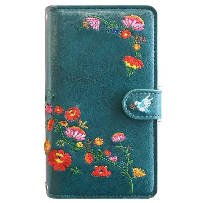 【ルイショップ】 花 刺繍 手帳型 スマホケース iPhone シリーズ 対応