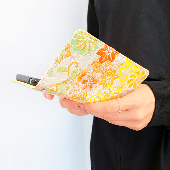 【ルイショップ】 iPhone・Galaxy・Xperia・AQUOS・Google Pixel|100機種以上 対応 西陣織 着物 竹 手帳型 スマホケース