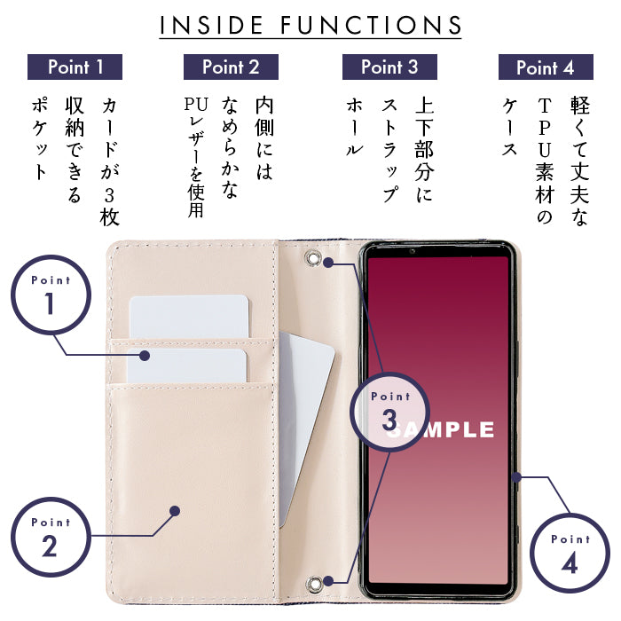 【ルイショップ】 iPhone・Galaxy・Xperia・AQUOS・Google Pixel|100機種以上 対応 児島デニム 小さいドット 手帳型 スマホケース