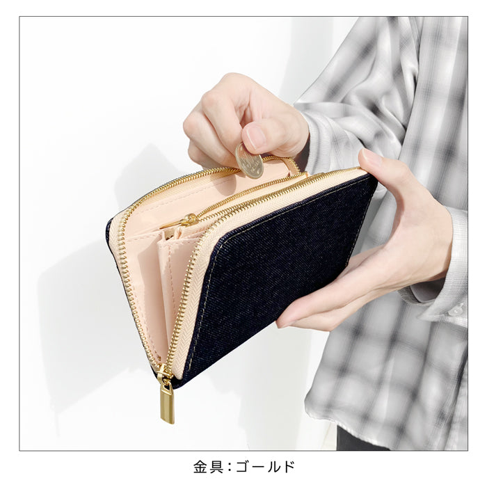 【ルイショップ】 児島デニム ラウンド型 長財布