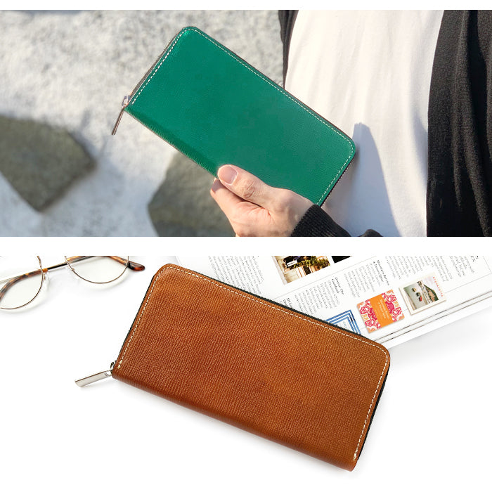 【ルイショップ】 本革 男の型押し ラウンド型 長財布
