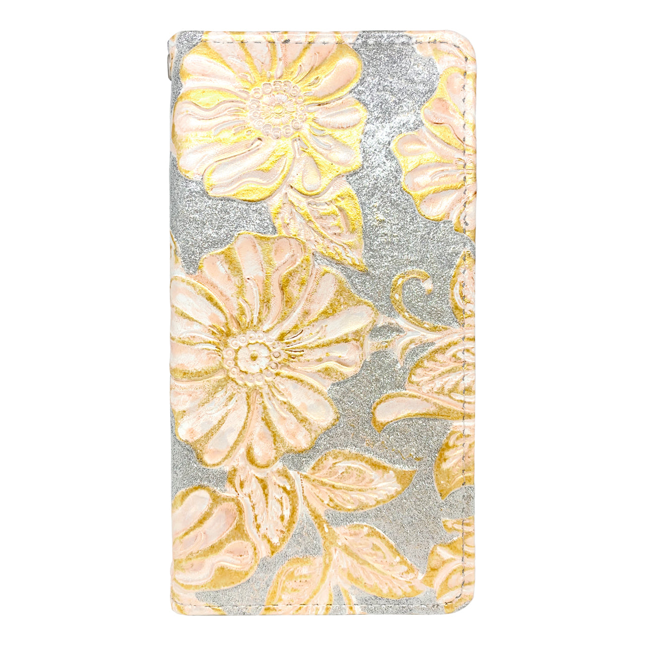 【ルイショップ】 iPhone・Galaxy・Xperia・AQUOS・Google Pixel|100機種以上 対応 本革 ラメフラワー 手帳型 スマホケース