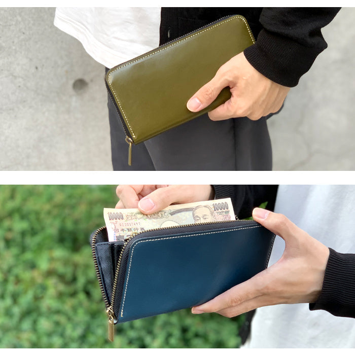 【ルイショップ】 こだわり親父の栃木レザー 本革 ラウンド型 長財布