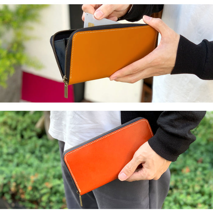 【ルイショップ】 こだわり親父の栃木レザー 本革 ラウンド型 長財布
