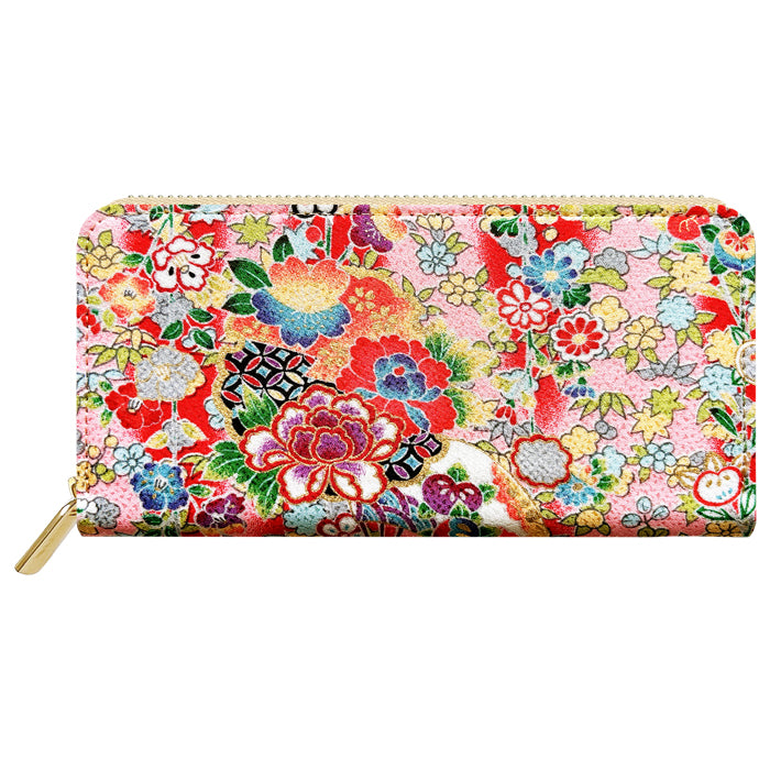 【ルイショップ】 金彩友禅 華 ラウンド型 長財布