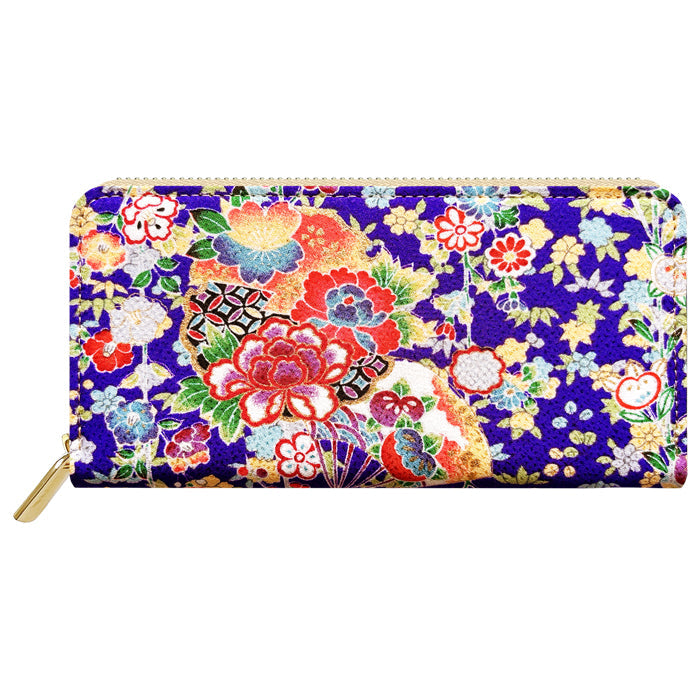 【ルイショップ】 金彩友禅 華 ラウンド型 長財布