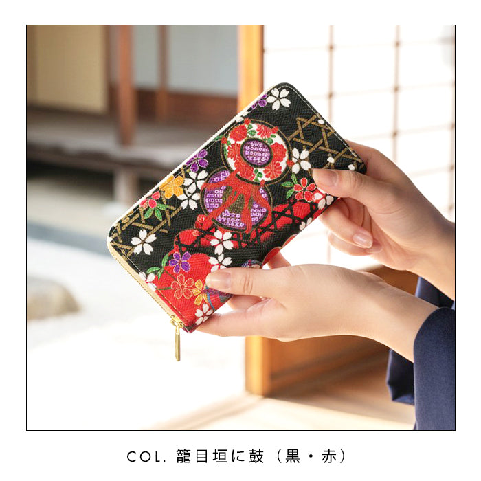 【ルイショップ】 金彩友禅 華 ラウンド型 長財布