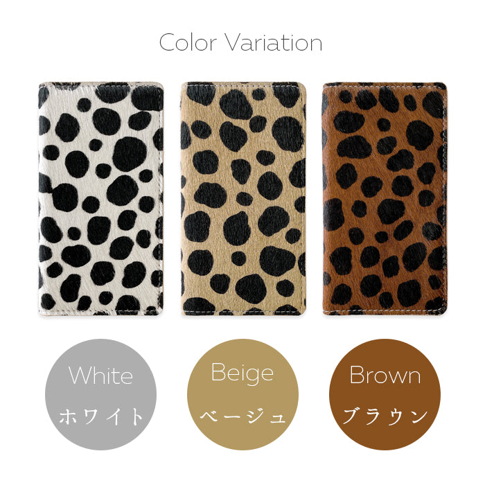 【ルイショップ】 BASIO2 KYV43 ケース 手帳型 簡単スマホ カバー 本革 ハラコ風 ダルメシアン 手帳型ケース ベイシオ スマホケース スマホカバー 携帯ケース 携帯カバー