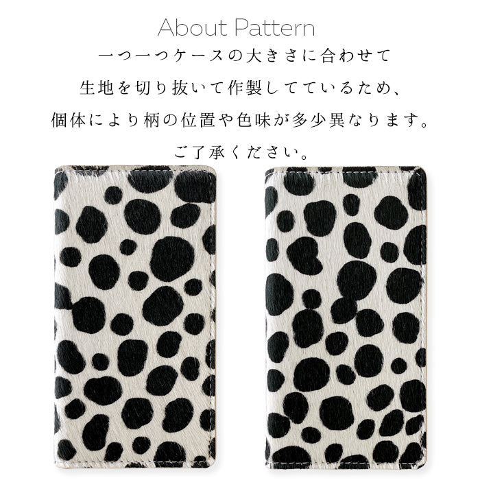 【ルイショップ】 iPhone・Galaxy・Xperia・AQUOS・Google Pixel｜100機種以上 対応 本革 ハラコ風 ダルメシアン アニマル柄 手帳型 スマホケース