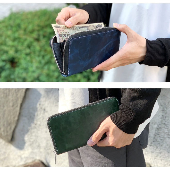 【ルイショップ】 本革 ヌメ革 ジェントルマン ラウンド型 長財布