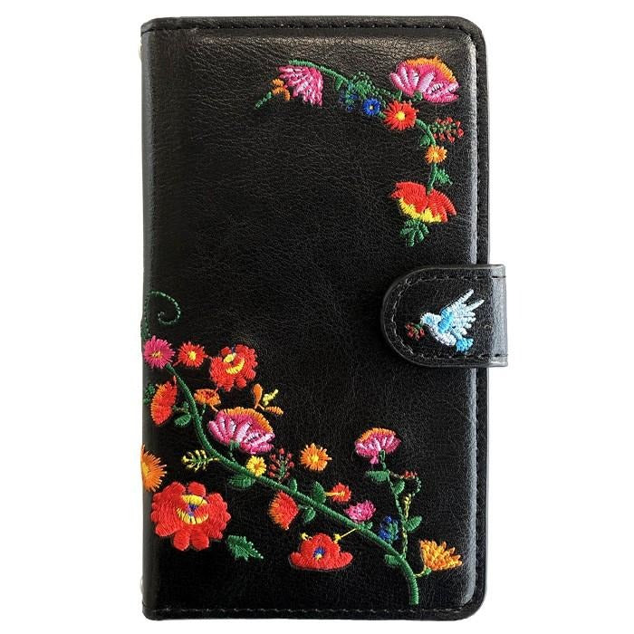 【ルイショップ】 花 刺繍 手帳型 スマホケース iPhone シリーズ 対応