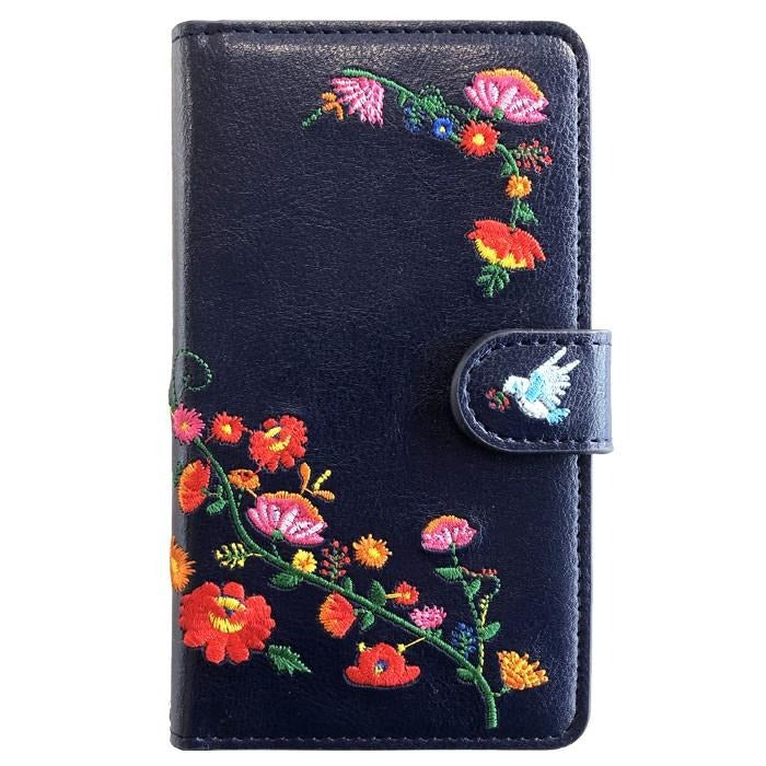 【ルイショップ】 花 刺繍 手帳型 スマホケース iPhone シリーズ 対応