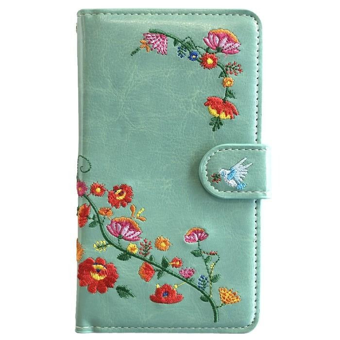 【ルイショップ】 花 刺繍 手帳型 スマホケース iPhone シリーズ 対応