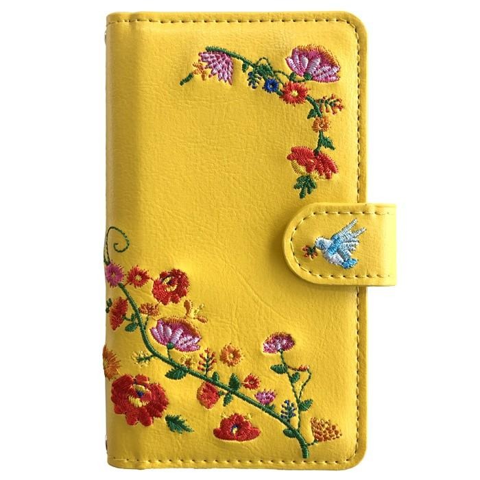 【ルイショップ】 花 刺繍 手帳型 スマホケース iPhone シリーズ 対応