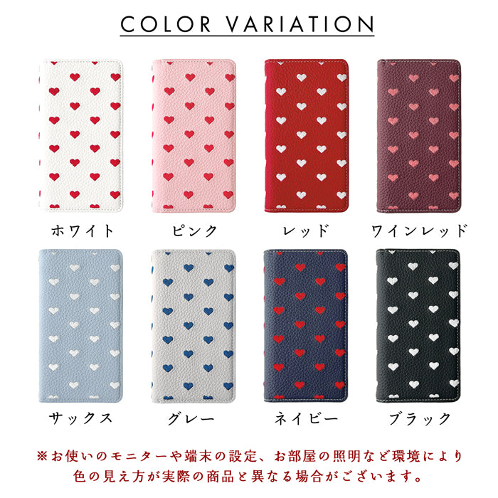 【ルイショップ】 iPhone・Galaxy・Xperia・AQUOS・Google Pixel｜100機種以上 対応 ハート 刺繡 手帳型 スマホケース