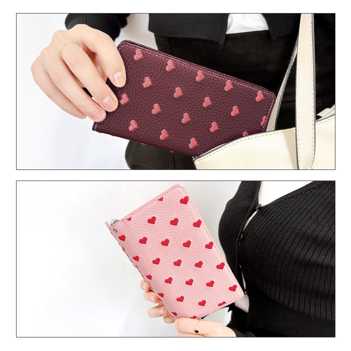 【ルイショップ】 iPhone・Galaxy・Xperia・AQUOS・Google Pixel｜100機種以上 対応 ハート 刺繡 手帳型 スマホケース