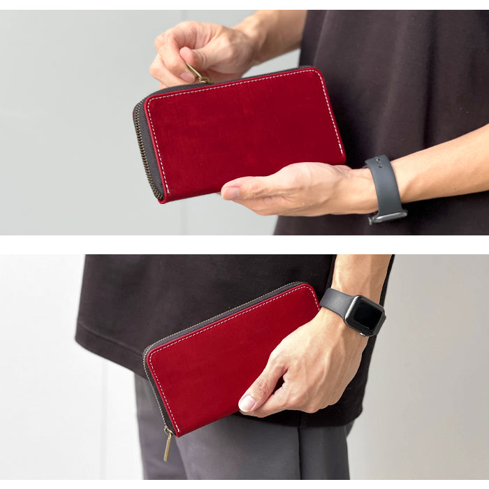 【ルイショップ】 本革 馬ヌメ クラシック ラウンド型 長財布