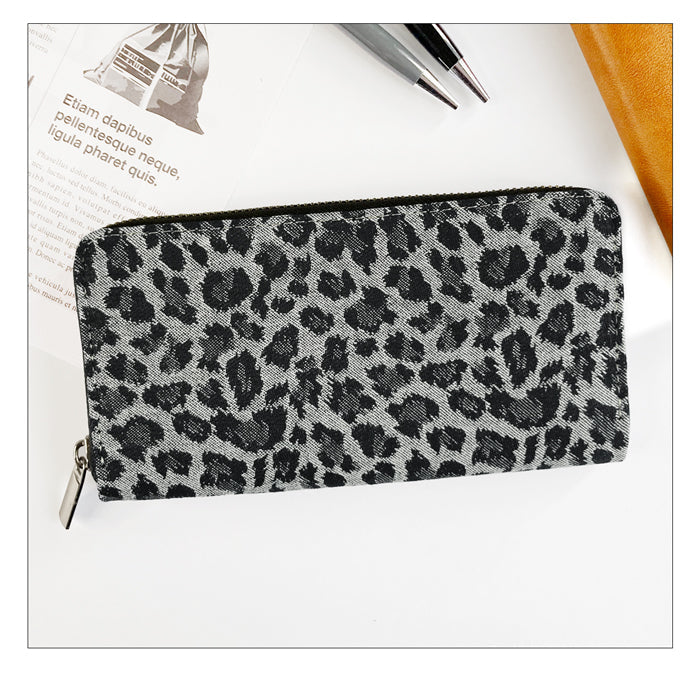 【ルイショップ】 ジャガード デニム ラウンド型 長財布