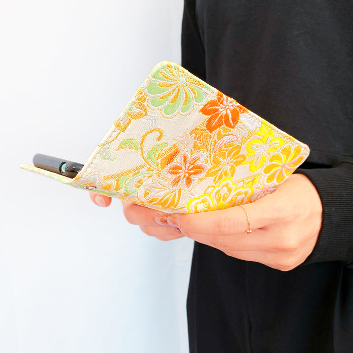 【ルイショップ】 BASIO3 KYV47 ケース 手帳型 簡単スマホ カバー 西陣織 着物 竹 手帳型ケース ベイシオ スマホケース スマホカバー 携帯ケース 携帯カバー