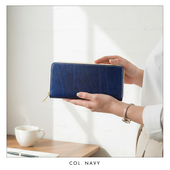 【ルイショップ】 本革 ベルギー製 艶やかなルガトショルダー ラウンド型 長財布