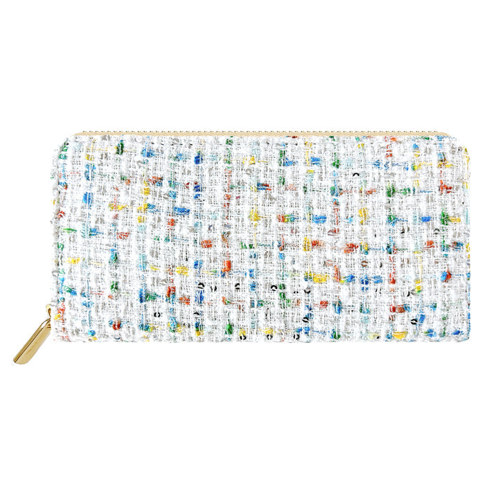 【ルイショップ】 スパンコール付き ツイード ラウンド型 長財布