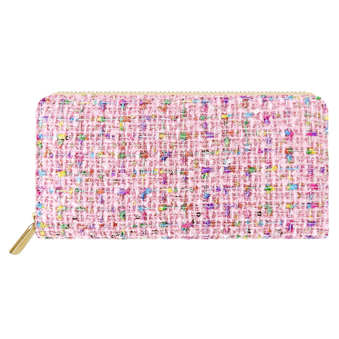 【ルイショップ】 スパンコール付き ツイード ラウンド型 長財布