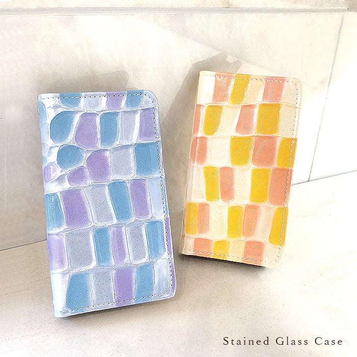 【ルイショップ】 らくらくスマートフォン F-53E ケース 手帳型 カバー 本革 ステンドグラス f53e 手帳型ケース スマホケース スマホカバー 携帯ケース 携帯カバー
