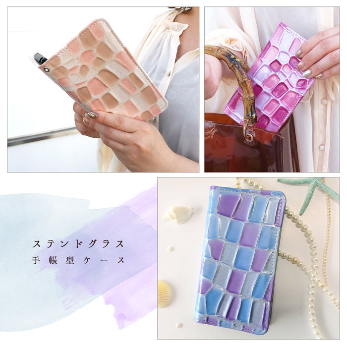 【ルイショップ】 XPERIA Ace III SO-53C ケース カバー 本革 ステンドグラス 手帳型ケース 手帳型 so53c スマホケース スマホカバー 携帯ケース 携帯カバー