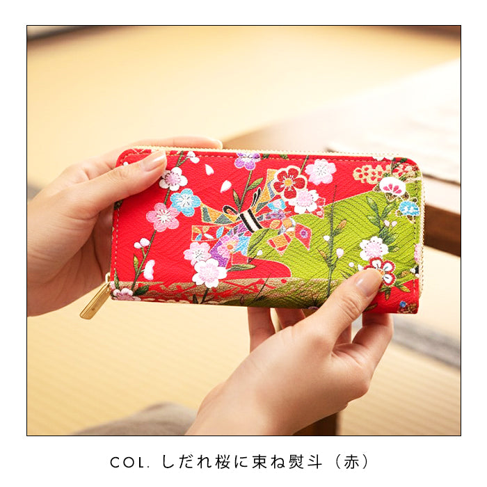 【ルイショップ】 金彩友禅 華 ラウンド型 長財布