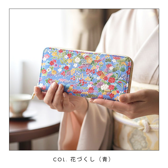 【ルイショップ】 金彩友禅 華 ラウンド型 長財布